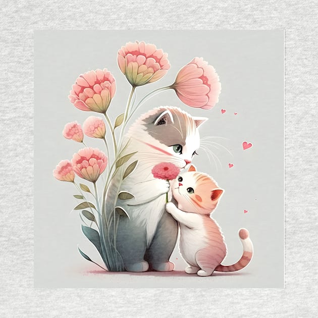 Sweet Cat Mom and Kitten by Anicue